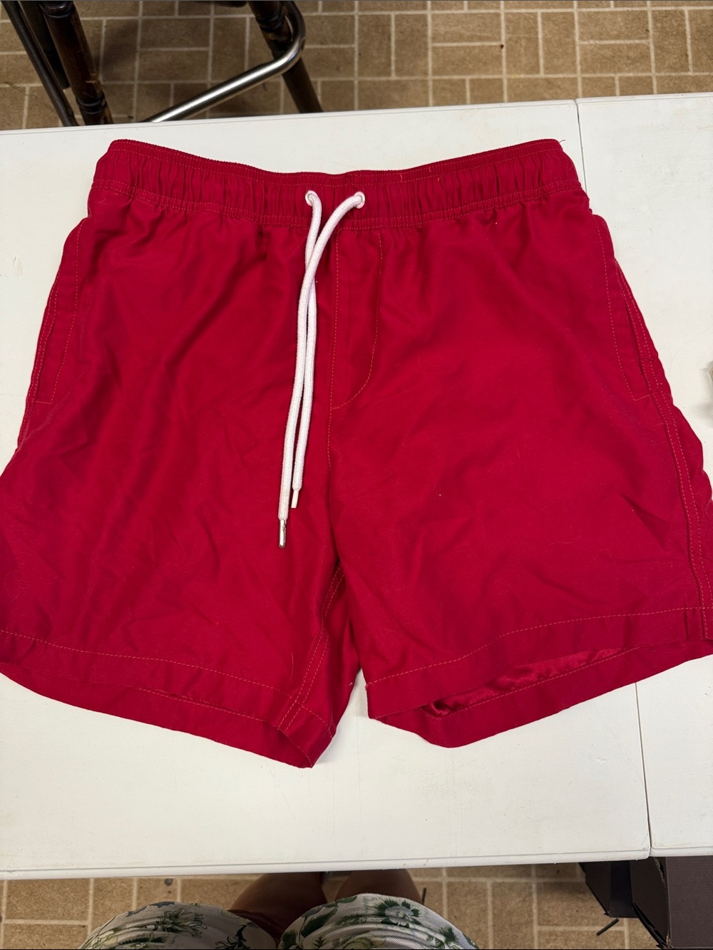 Men's Red Swim Trunks with Drawstring